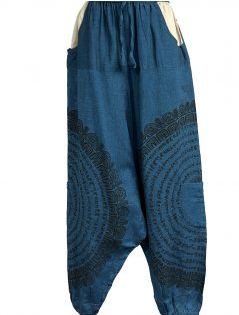 Women's Cotton Drawstring Waist Mandala Circle Pattern Harem Pants - HalfMoonMusic