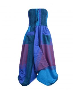Women's Cotton Patchwork Stretchy Drawstring Romper Pants - HalfMoonMusic