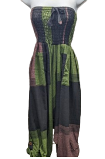 Women's Cotton Patchwork Stretchy Drawstring Romper Pants - HalfMoonMusic