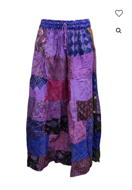 Women's Cotton Drawstring Funky Pattern Patchwork Long Skirt - HalfMoonMusic