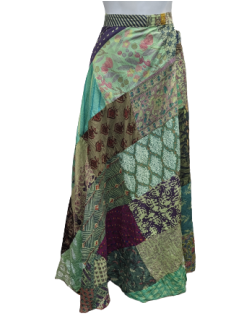 Women's Cotton Patchwork Long Wrap Skirt - HalfMoonMusic
