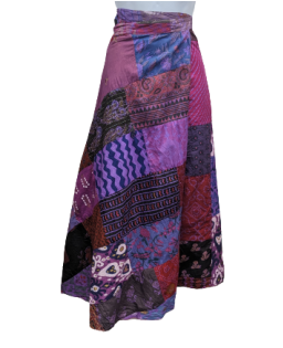 Women's Cotton Patchwork Long Wrap Skirt - HalfMoonMusic