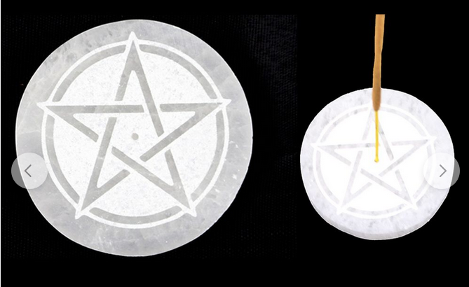 3" Round Selenite Incense Burner - HalfMoonMusic