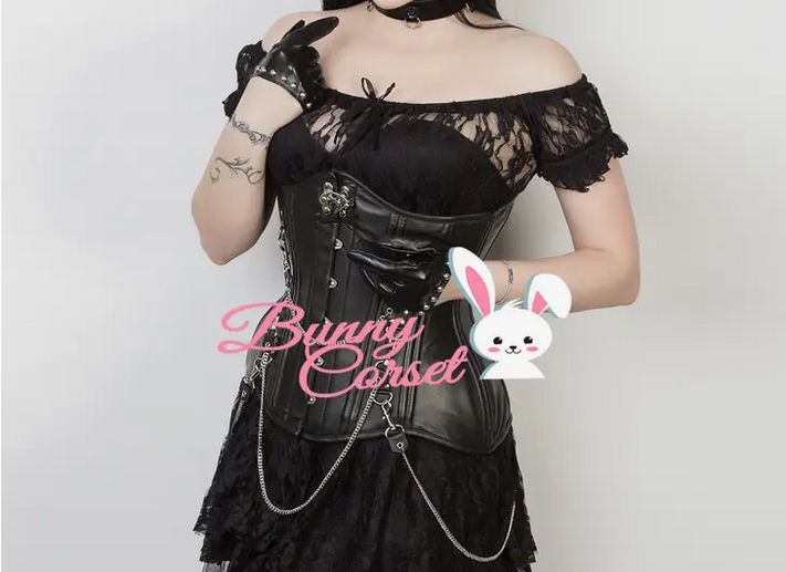 Women's Maryam Black Faux Leather Corset - HalfMoonMusic
