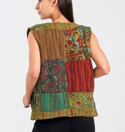 Women's Cotton Mushroom Patchwork Vest - HalfMoonMusic