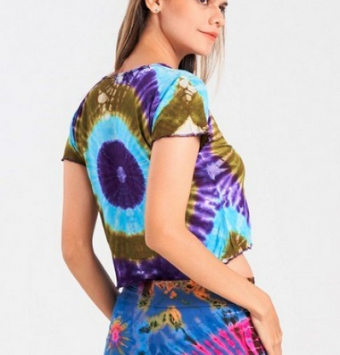 Women's Viscose Tie-Dye Short-Cut Shirt Top - HalfMoonMusic