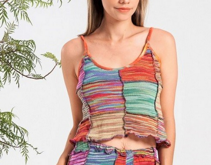 Women's Cotton Multi-Color Patchwork Tank Top - HalfMoonMusic