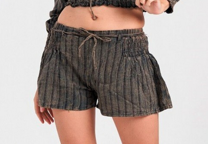 Women's Cotton Drawstring Striped Shorts - HalfMoonMusic