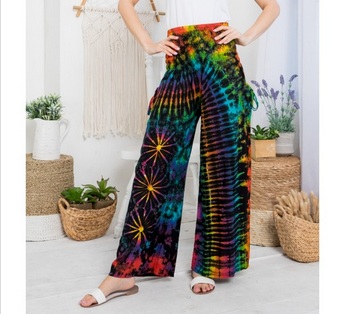 Women's Tie-Dye Smocked Elastic Waist Wide Leg Pants