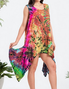 Women's Tie-Dye Hi-Lo Tunic - HalfMoonMusic