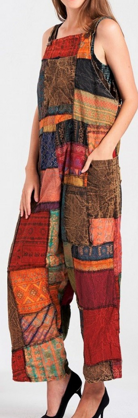 Women's Cotton Mixed Patchwork Jumpsuit - HalfMoonMusic