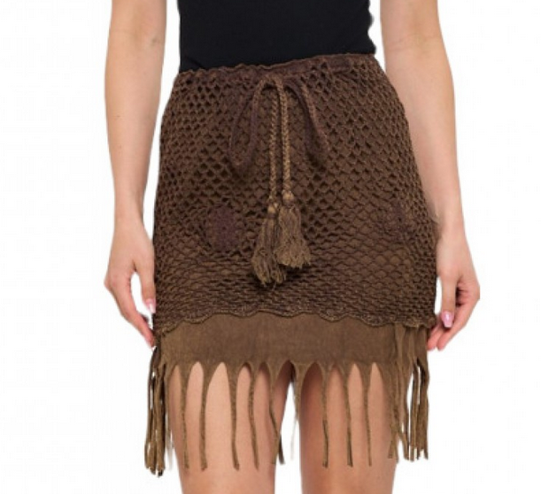 Women's Cotton Fringe Hemmed Short Net Skirt - HalfMoonMusic