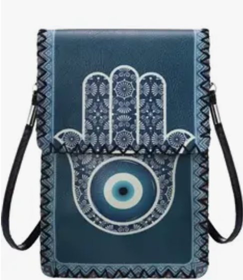 Hamsa Evil Eye Print Crossbody Bag - HalfMoonMusic