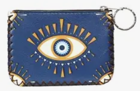 Evil Eye Blue & Gold Print Coin Purse - HalfMoonMusic