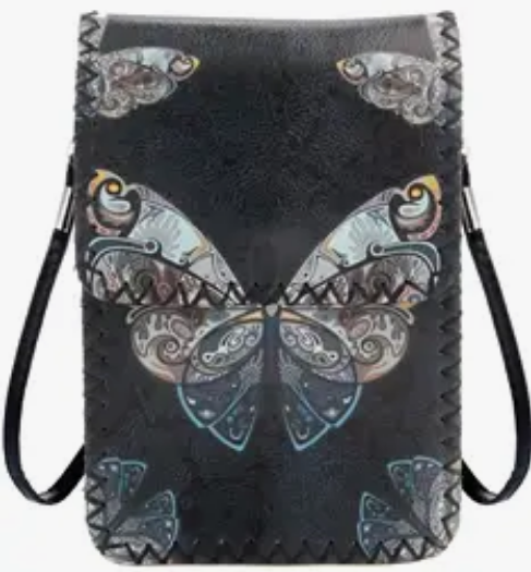 Butterfly Mandala Print Crossbody Bag - HalfMoonMusic