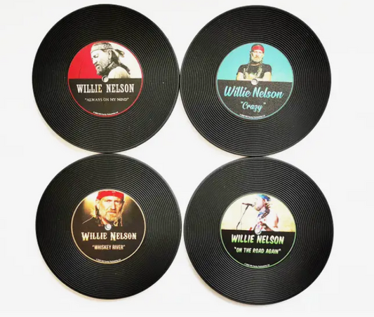 Willie Nelson Vinyl Record Coaster Set - HalfMoonMusic
