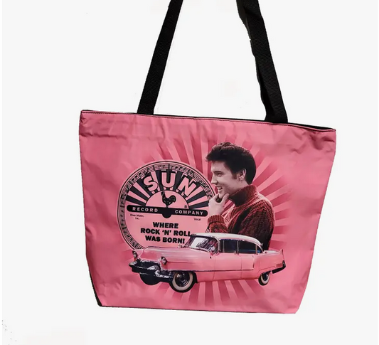 Elvis Presley Pink Sun Records Tote Bag - HalfMoonMusic