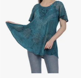 Women's Embroidered Tie-Front Top - HalfMoonMusic