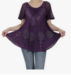 Women's Embroidered Tie-Front Top - HalfMoonMusic