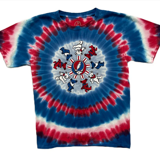 Men's Grateful Dead Tie-Dye American Dancing Bears Circle SYF T-Shirt - HalfMoonMusic