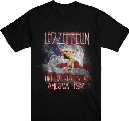 Men's Led Zeppelin Red Icarus Stars US '77 T-Shirt - HalfMoonMusic