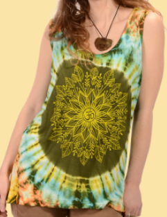 Women's Ohm Flower Tie-Dye Tank Top - HalfMoonMusic