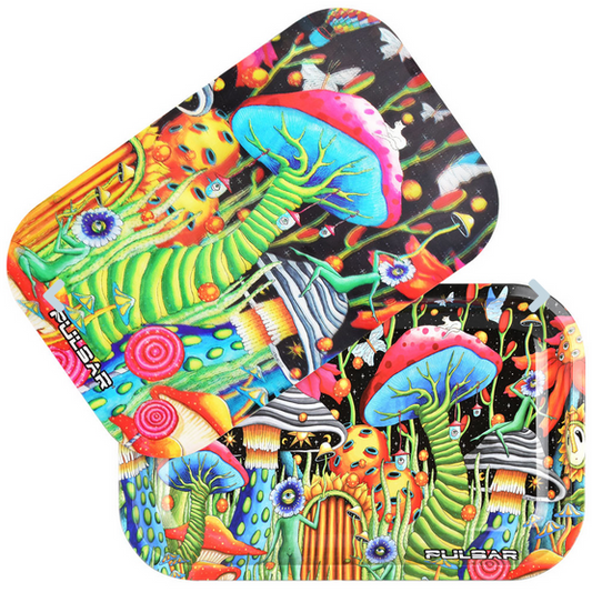 Garden of Cosmic Delights Trippy Mushroom Rolling Tray & 3D Magnetic Cover - HalfMoonMusic