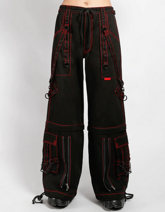 Unisex Super Stud Black Red Zip-Off Tripp Pants - HalfMoonMusic