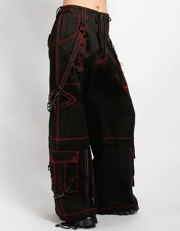 Unisex Super Stud Black Red Zip-Off Tripp Pants - HalfMoonMusic