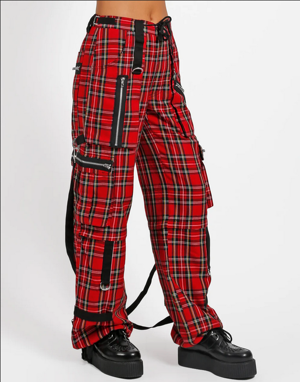 Unisex Red Plaid Zip-Off Clash Tripp Pants - HalfMoonMusic