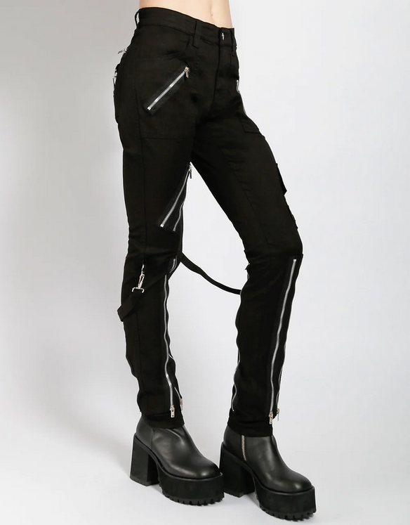 Unisex Classic Black Zipper Bondage Punk Tripp Pants - HalfMoonMusic