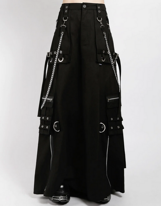 Women's Chained Strength Long Black Tripp Skirt - HalfMoonMusic