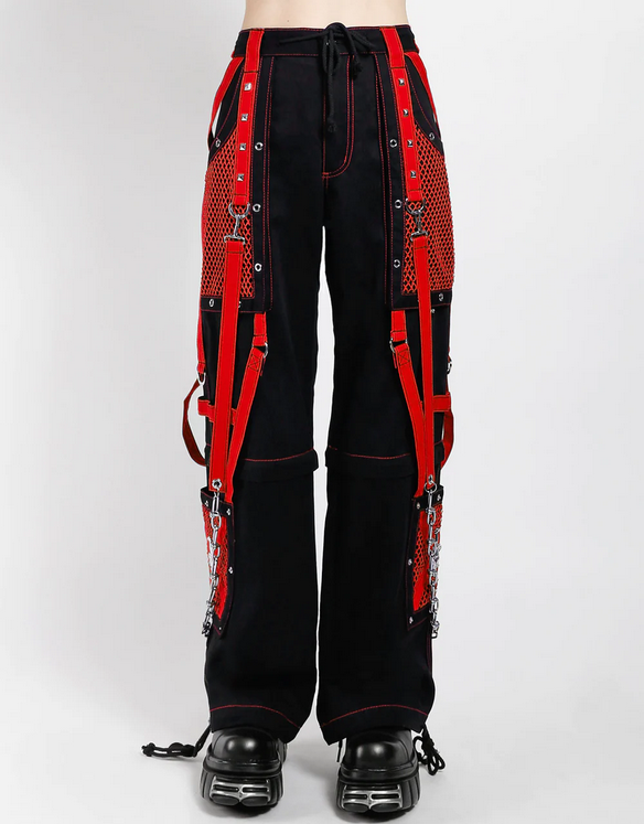 Unisex Chained Suspender Zip-Off Skull Symbol Tripp Pants - HalfMoonMusic
