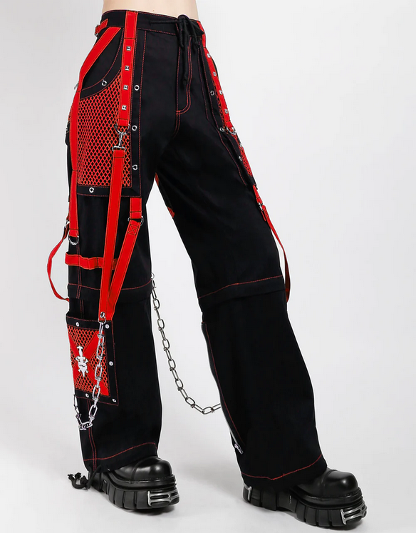 Unisex Chained Suspender Zip-Off Skull Symbol Tripp Pants - HalfMoonMusic