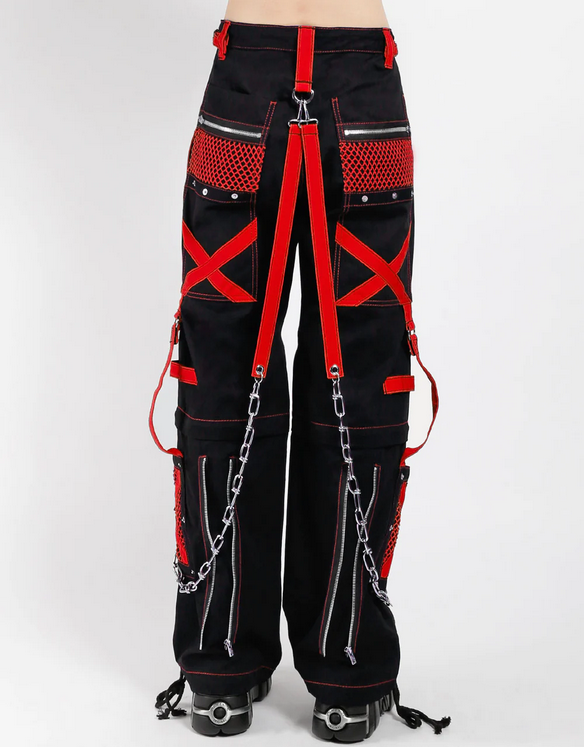 Unisex Chained Suspender Zip-Off Skull Symbol Tripp Pants - HalfMoonMusic
