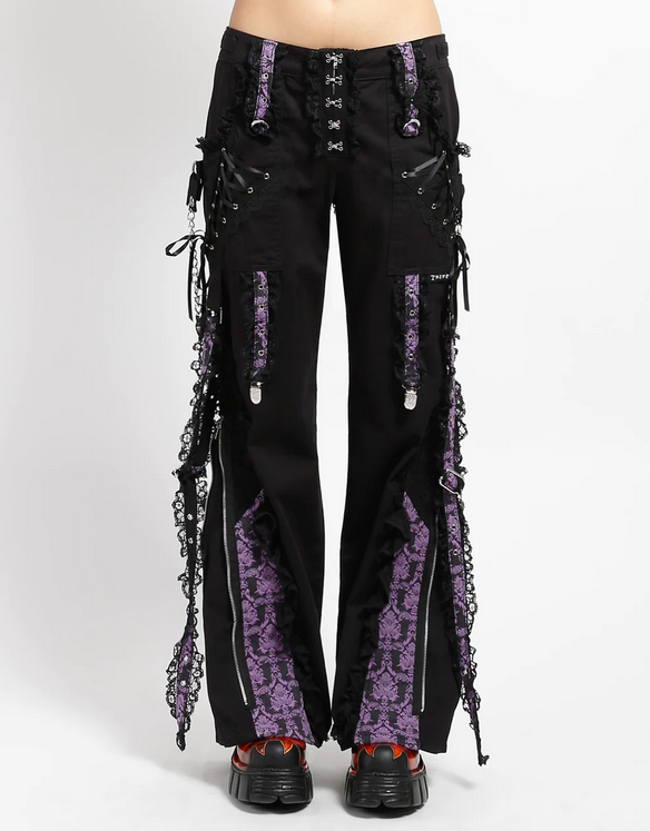 Unisex Enchanted Dark Lace Ribbon Tripp Pants - HalfMoonMusic