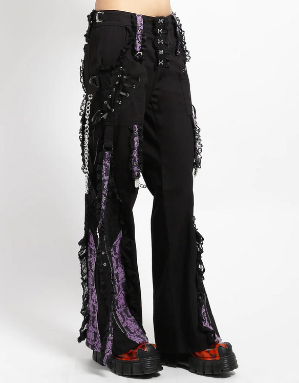 Unisex Enchanted Dark Lace Ribbon Tripp Pants - HalfMoonMusic