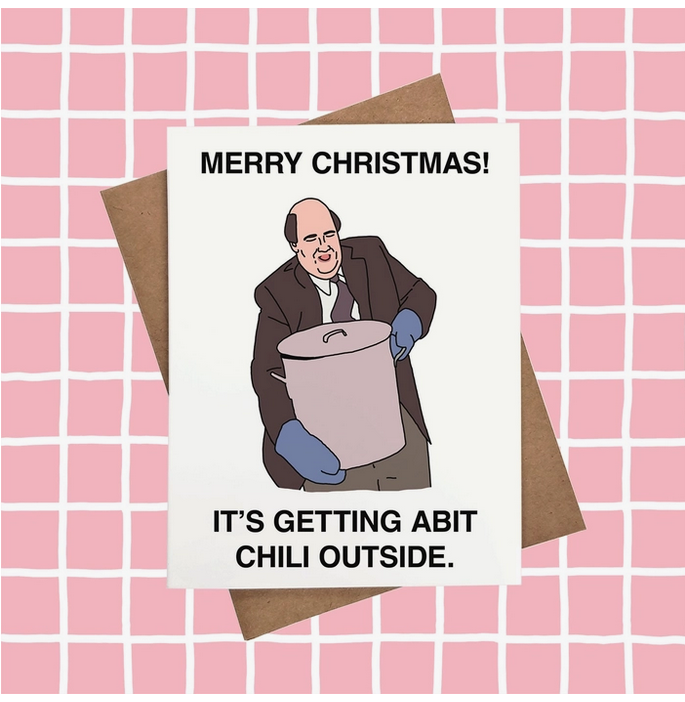 Kevin Malone Chili the Office Christmas Card - HalfMoonMusic