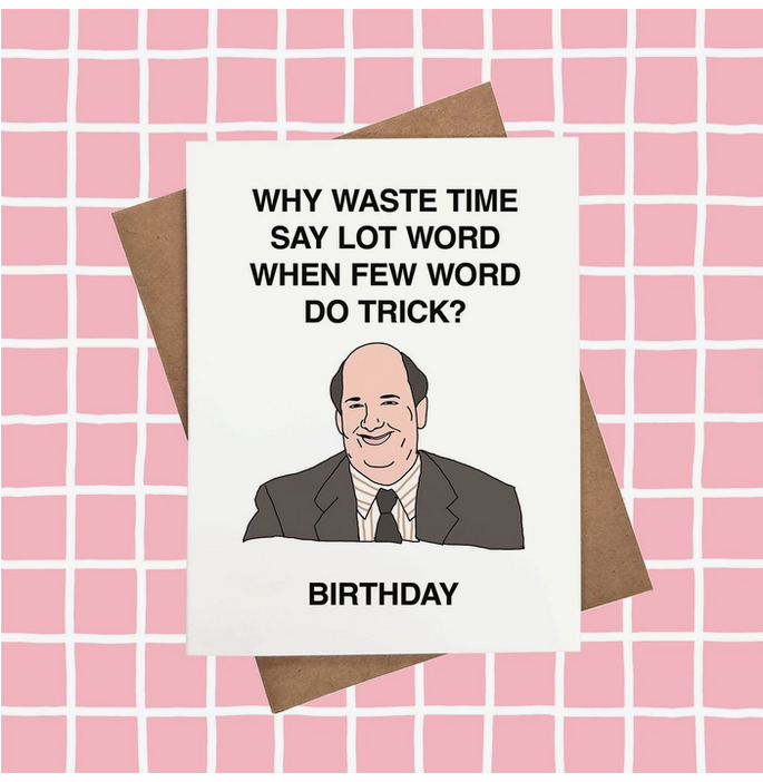 Kevin Malone from the Office Illustrated Birthday Card - HalfMoonMusic