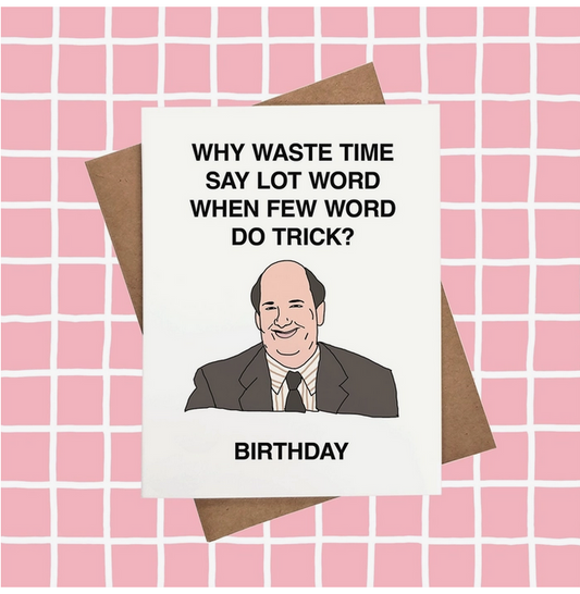 Kevin Malone from the Office Illustrated Birthday Card - HalfMoonMusic