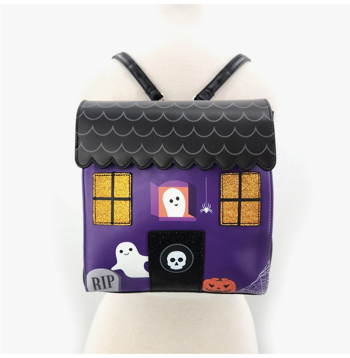 Spooky House Mini Backpack in Vinyl - HalfMoonMusic