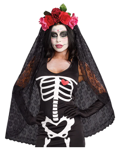 Women's Halloween Costume Accessory - Day of the Dead Headpiece - HalfMoonMusic