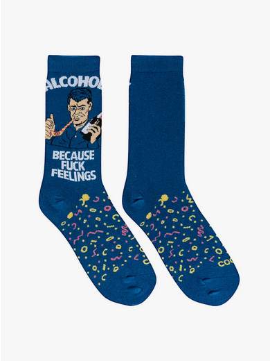 Women's Alcohol Becasue F**K Feelings Socks - HalfMoonMusic