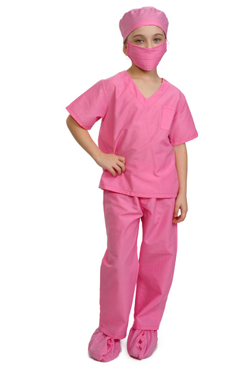 Girl's Halloween Costume - Pink Doctor Scrubs - HalfMoonMusic