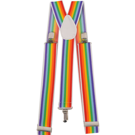 Men's Halloween Costume Accessory - Rainbow Stripped Suspenders - HalfMoonMusic