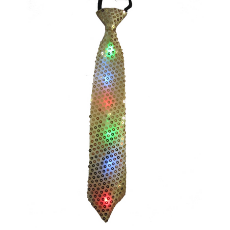 Men's Halloween Costume Accessory - Gold Light Up Tie - HalfMoonMusic