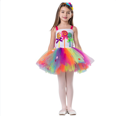 Girl's Halloween Costume - Candyland Lollipop Tutu - HalfMoonMusic