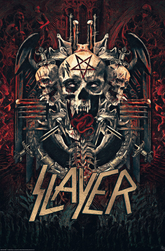 Slayer Skull Pentagram Poster - HalfMoonMusic