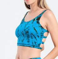Women's Spandex Rayon Tie-Dye Strappy Back Bralette Top - HalfMoonMusic
