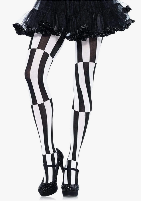 Women's Halloween Costume Accessory - Black & White Illusion Tights - HalfMoonMusic